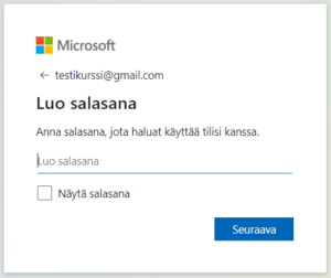 Mirosoft-valikko, jossa tekstikenttä ja painike.
