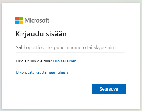 Microsft-valikko, jossa tekstikenttä ja painike.alikko.
