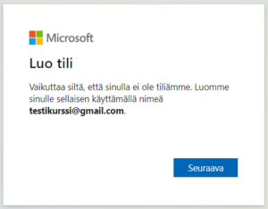 Microsoftin valikko, jossa painike.