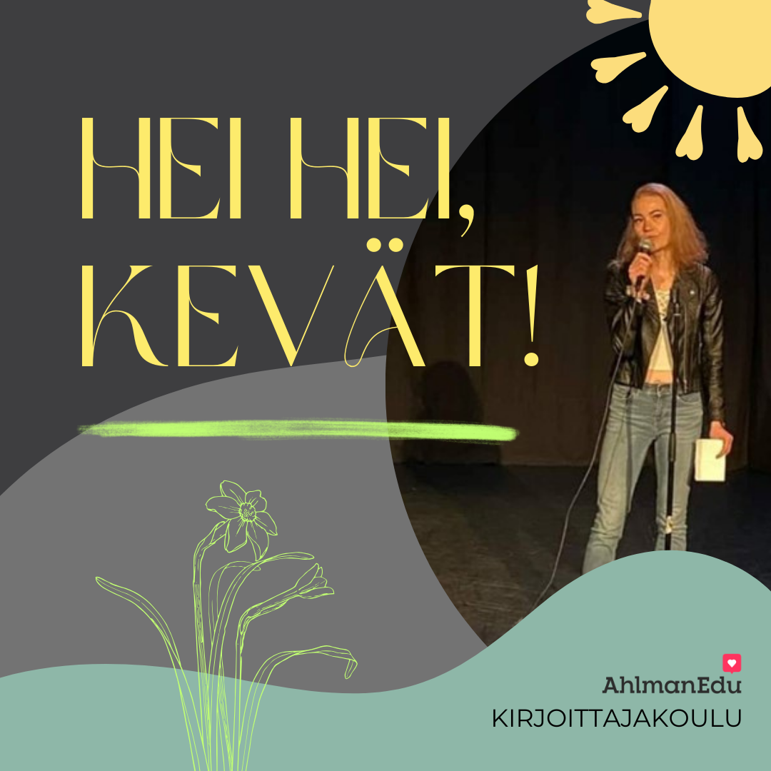 Hei hei, kevät! -lavarunotapahtuman mainoskuva.